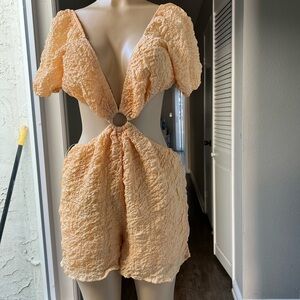 Fashion Nova Vibrant Yellow Textured Romper